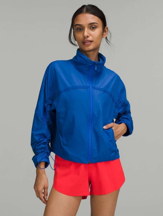 lululemon athletica Jackets & Blazers - Lululemon Lightweight Cropped Track Jacket Blazer Blue Tone Sz 10